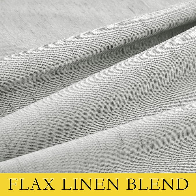 NICETOWN Grey Long Linen Full Shade Panels, 62" Wide x 95" Long, Pair of Thermal Insulated & Energy Efficiency Blackout Curtains for Living Room Windows, Lined Silky Performance Window Dressing