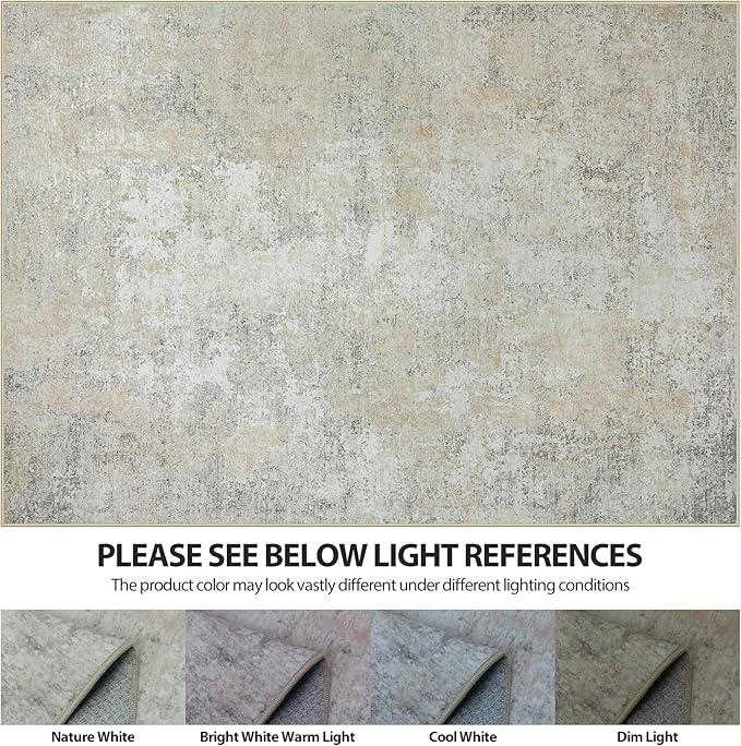 5x8 Area Rugs for Living Room Rug Washable: Abstract Rug for Dining Room Bedroom Carpet Non Slip 5 by 8 Indoor Modern Nursery Home Office Beige Grey