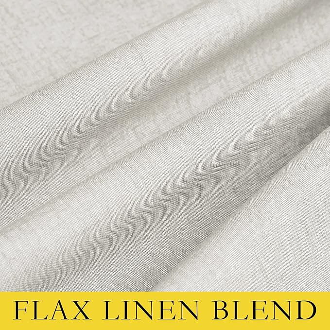 NICETOWN 100% Absolutely Blackout Linen Curtains with Thermal Insulated White Liner, Ivory, 62" W x 63" L, Set of 2, Burlap Textured Textured Linen Look Privacy Window Treatment for Kitchen