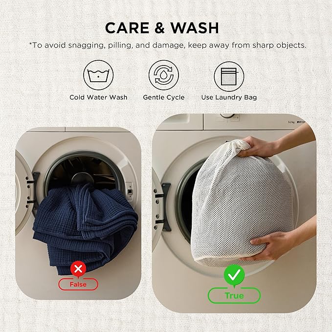 Bedsure 100% Cotton Muslin Blanket King Size for Bed - 4-Layer Breathable and Lightweight Thin Soft Summer Gauze Muslin Blanket for Adults, Navy Blue, 108x90 Inches