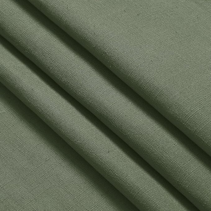 Nanspring Extended Curtain Olive Green Linen Sheer Curtains for Living Room 2 Panels Set 110 Inch Length Back Tab Light Filtering & Breathability Semi Sheer Drapes for Bedroom Living Room 52x110