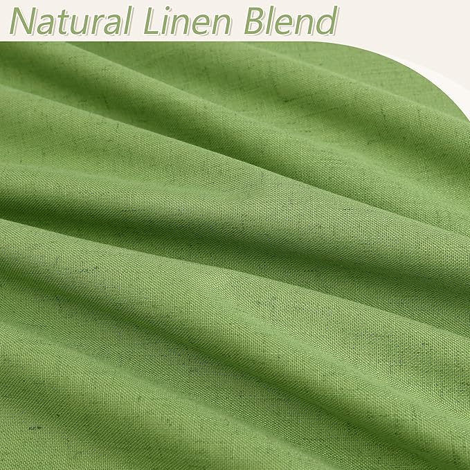 Guken Lime Green 100% Blackout Linen Curtains 108 Inch Length 2 Panels Set for Living Room Bedroom Back Tab/Rod Pocket Thermal Insulated Farmhouse Black Out Drapes Room Darkening,52x108