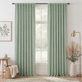 RYB HOME Sage Green 100% Blackout Curtains 108 inches Long, Thermal Insulated Linen Texture Drapes for Bedroom/Living Room, Elegant Farmhouse Curtains Back Tab&Rod Pocket, W52xL108, 2 Panels