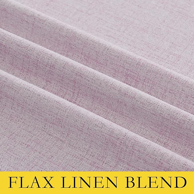 NICETOWN Pink Vintage Linen 100% Blackout Curtains for Dining Room, Thermal Insulated Curtains 45" Long, Noise Reducing Window Treatment Drapes for Kitchen, 42" Wide Per Panel, Set of 2