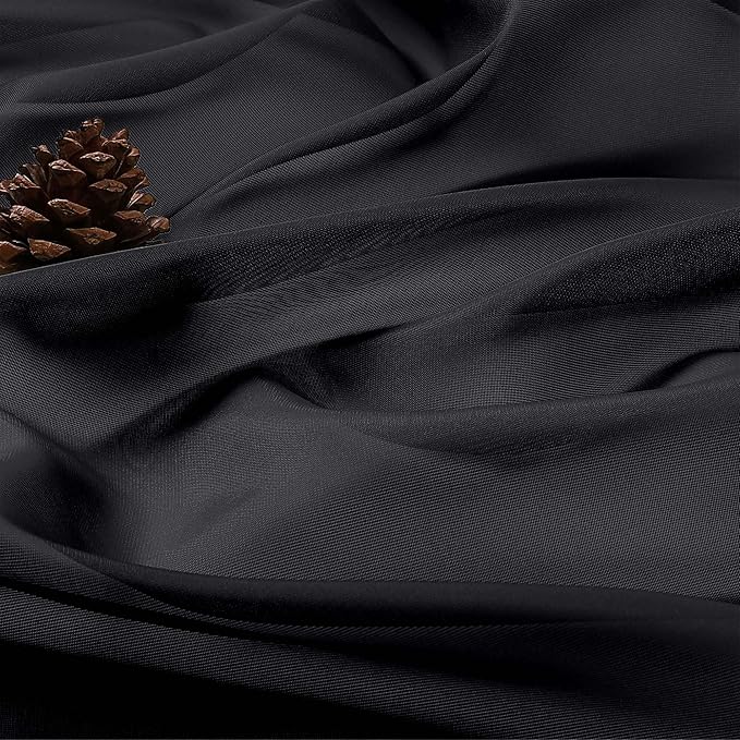 OVZME Black Sheer Curtains 84 Inches Long 2 Panels Set, Light Filtering Sheer Curtains for Living Room Bedroom 59 Inch Extra Wide, Modern Voile Filmy Rod Pocket Window Drapes, 59Wx84L Inches