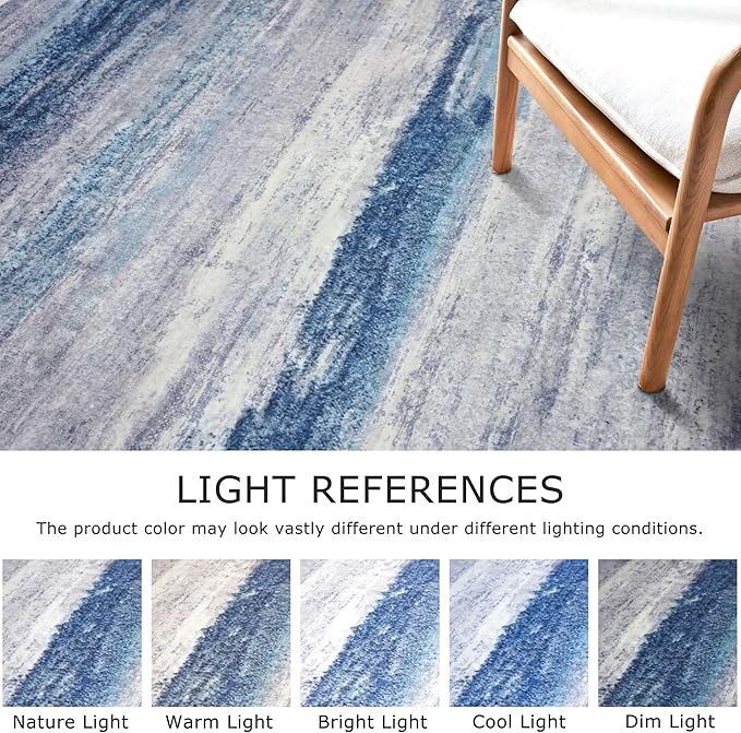 KOZYFLY Modern Abstract Washable Rug Runner 2x5 Hallway Rug Runner Non-Slip Soft Kitchen Runner Rugs, Blue/Grey/Beige Striped Carpet for Entryway Bathroom Laundry Room Foyer
