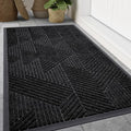 Smiry Front Door Mat Outside Entrance, Heavy Duty Sturdy Natural Rubber Doormat, Trap Dirt and Moisture, Easy Clean Low Profile Mats for Indoor Outdoor Entry, Irregular Triangle (47x32, Black)
