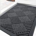 OLANLY Front Door Mat Outside Entrance 29.5x17, Absorbent, Heavy Duty Sturdy Natural Rubber Doormat Indoor Outdoor, Stain Fade Resistant, Non-Slip Low Profile Floor Mat Entryway, Black Gray Diamond