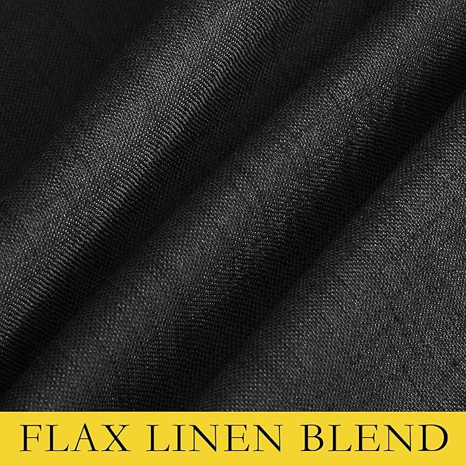 NICETOWN Vintage Open Linen Weave Flax Thermal Curtains, 100% Blackout Curtains 90" Long for Dining Room, Soundproof Window Treatment Drapes for Hall Room, Black, 62" Wide Per Panel, Set of 2
