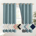 NICETOWN 100% Absolutely Blackout Linen Curtains with Thermal Insulated White Liner, Skylark Blue, 52 inches Wide, 63 inches Length Energy Saving Curtains for Cupboard 2 Panels Set, Vertical Blinds