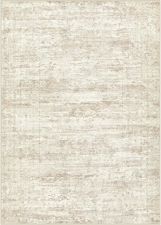 10x12 Area Rug Living Room Rugs - Washable Neutral Modern Abstract Soft Thin Rug Indoor Floor No Slip Rug Carpet for Bedroom Under Dining Table Home Office Decor - Beige/Brown