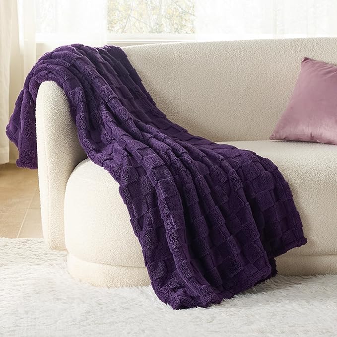 Bedsure GentleSoft Twin Blanket for Bed - Super Soft Cozy Blankets for Kids Girls, Cute Fuzzy Fleece Mother's Day Throws for Bedroom Couch, Purple, 60x80 Inches