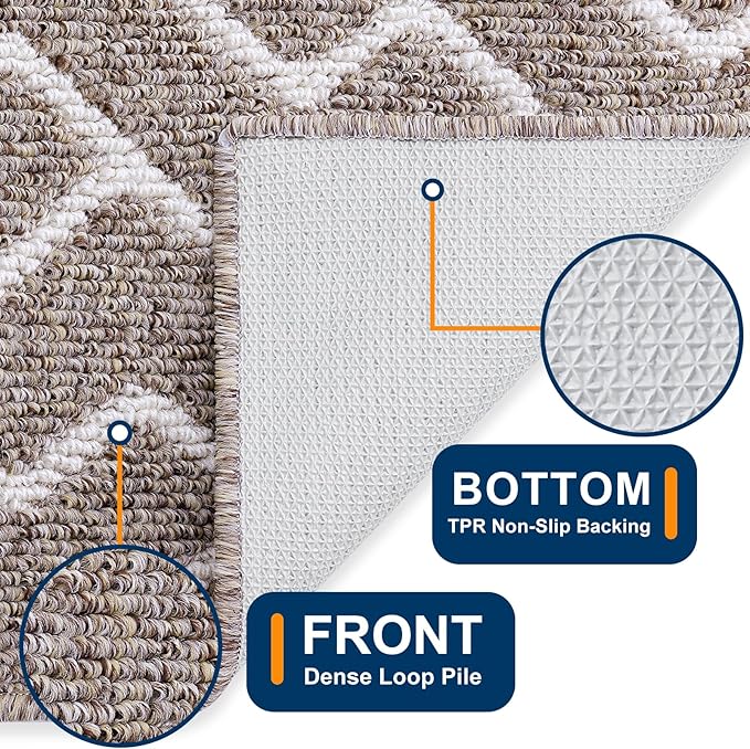 OLANLY Front Door Mat, Non-Slip Rubber Backing, Dirt Resistant and Absorbent, Washable, Easy to Clean Low-Profile Indoor Doormat for Back Door, Entryway, Inside Entrance, 48x32, Khaki