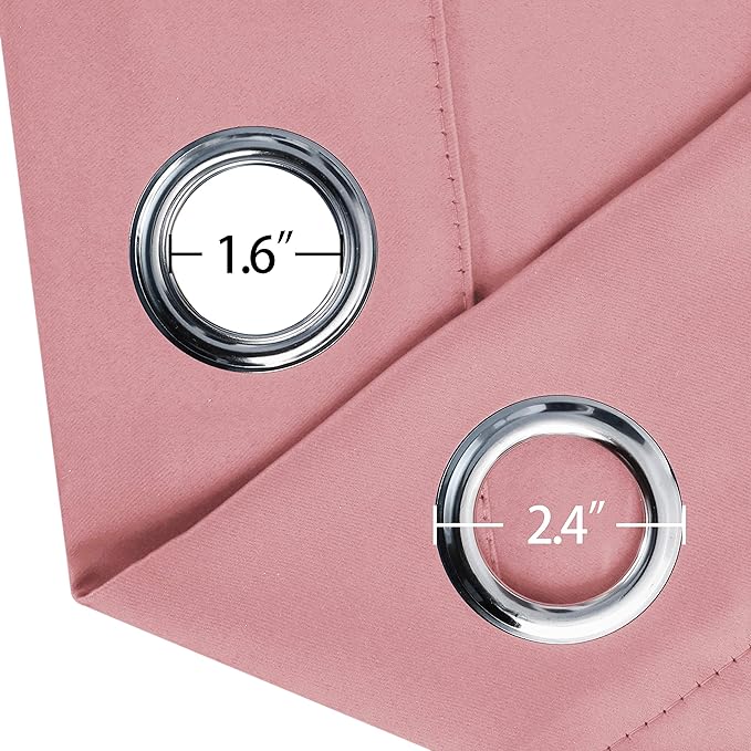 LEMOMO Pink Blackout Curtains 34 x 84 Inch Length/Set of 2 Curtain Panels/Thermal Insulated Room Darkening Blackout Curtains for Bedroom