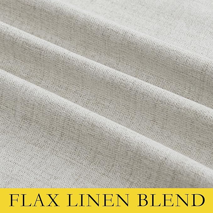 NICETOWN Snowbound Vintage Linen 100% Blackout Curtains for Dining Room, Thermal Insulated Curtains 45" Long, Noise Reducing Window Treatment Drapes for Kitchen, 42" Wide Per Panel, Set of 2