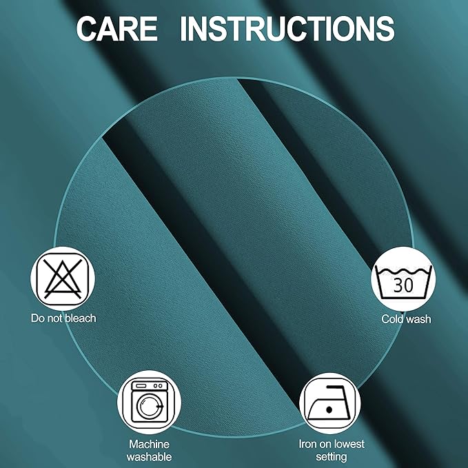 LEMOMO Sea Teal Thermal Blackout Curtains/52 x 54 Inch/Set of 2 Panels Room Darkening Curtains for Bedroom