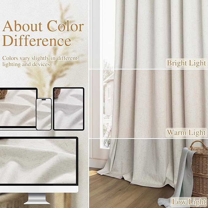 Guken Boho 100% Blackout Curtains 126 Inches Extra Long for Bedroom Black Out Curtain for Living Room Thermal Insulated Noise Reducing Country Window with Back Tab Rod Pocket, 52x126