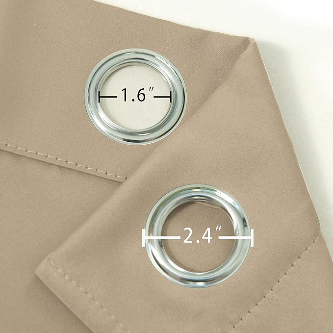 LEMOMO Beige Blackout Curtains 66 x 63 Inch Length/Set of 2 Curtain Panels/Thermal Insulated Room Darkening Blackout Curtains for Bedroom