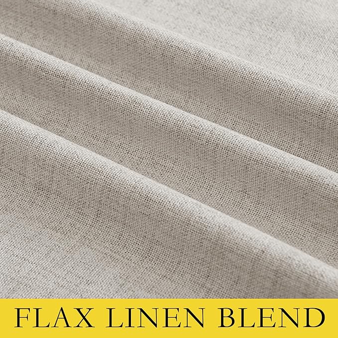 NICETOWN Brich Vintage Open Linen Weave Flax Thermal Curtains, 100% Blackout Curtains 108" Long for Dining Room, Soundproof Window Treatment Drapes for Home Office, 62" Wide Per Panel, Set of 2