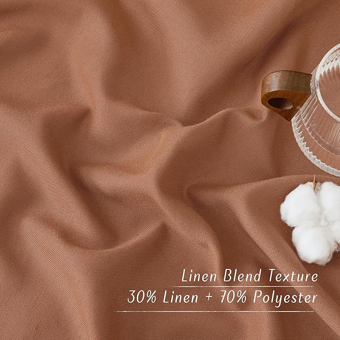 NICETOWN Caramel Linen Curtains 84 inches Long, Grommet Thick Flax Linen Window Treatment Privacy Assured with Light Filtering Drapes for Bedroom/Living Room, W55 x L84, 2 Panels