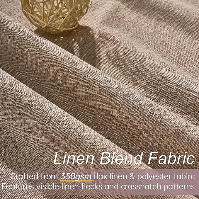 Topfinel Total Blackout Curtains 72 Inches Long 2 Panels for Bedroom Burlap Linen Heavy Insulated Bay Window Curtains Boho Farmhouse Drapes for Bedroom/Cabin/Kitchen Dark Brown Flax(W52 x L72)