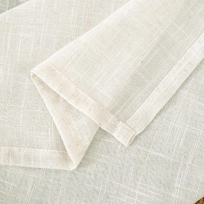 LAMIT Semi Sheer Cream Linen Curtains 36 Inch Length 2 Panels, Light Filtering Panels Back Tab and Rod Pocket Neutral Drapes for Bathroom/Kitchen/Loft Room, 25 x 36 Inch