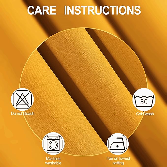LEMOMO Blackout Curtains 66 x 84 inch/Yellow Curtains Set of 2 Panels/Thermal Insulated Room Darkening Bedroom Curtains
