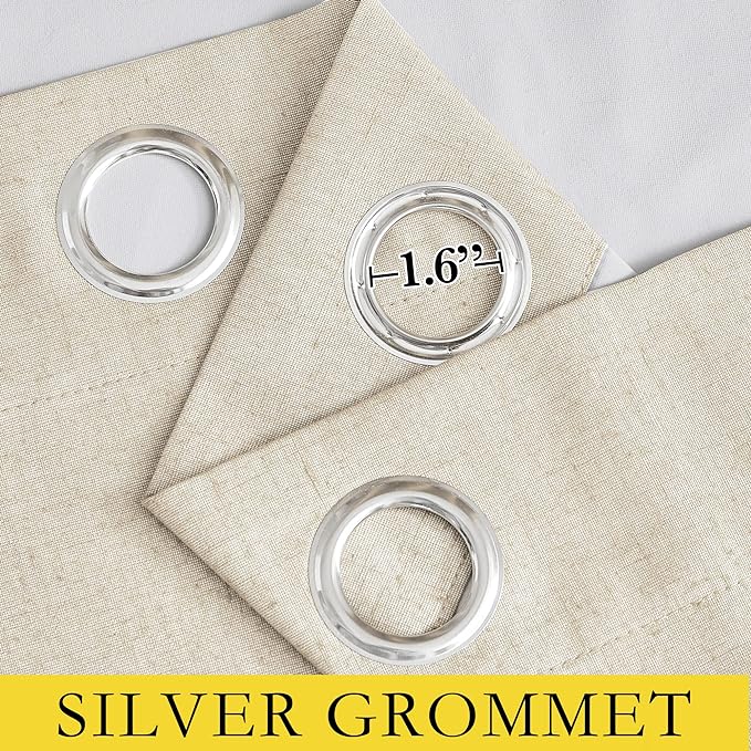 NICETOWN 100% Blackout Linen Texture Curtains 70" Long, Beige, 2 Pcs, Thermal Insulated Full Blackout 2-Layer Lined Drapes, Energy Efficiency Window Draperies for Boy's Room