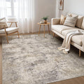 Nakagishi 7x9 Area Rugs Living Room: Washable Abstract Large Neutral Soft Rug Stain Resistant Modern Indoor Floor Non-Slip Carpet for Bedroom Nursery Kids Playroom Office Dining Room Dorm- Brown Grey