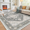 OPPODREAM Soft 6x9 Area Rugs, Washable Rug 6x9 with Non Slip Backing, Faux Cashmere Low-Pile 6 x 9 Carpet, Greenish Grey