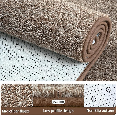 AROGAN Washable 3x8 Runner Rug for Hallway, Long Runner Rugs wtih Soft Memory Foam for Bedroom, Non Slip Backing Carpet Runners for Hallways, Kitchen, Bathroom, Entryway Home Decor, Matte Brown