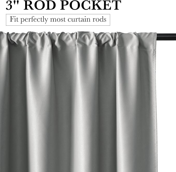 RYB HOME 100% Blackout Basement Curtains 30 inches Long, Heat & UV Blocking Total Room Darkening Noise Reducing Curtains for Bathroom RV Campers, Sliver Grey, 2 Panels Set