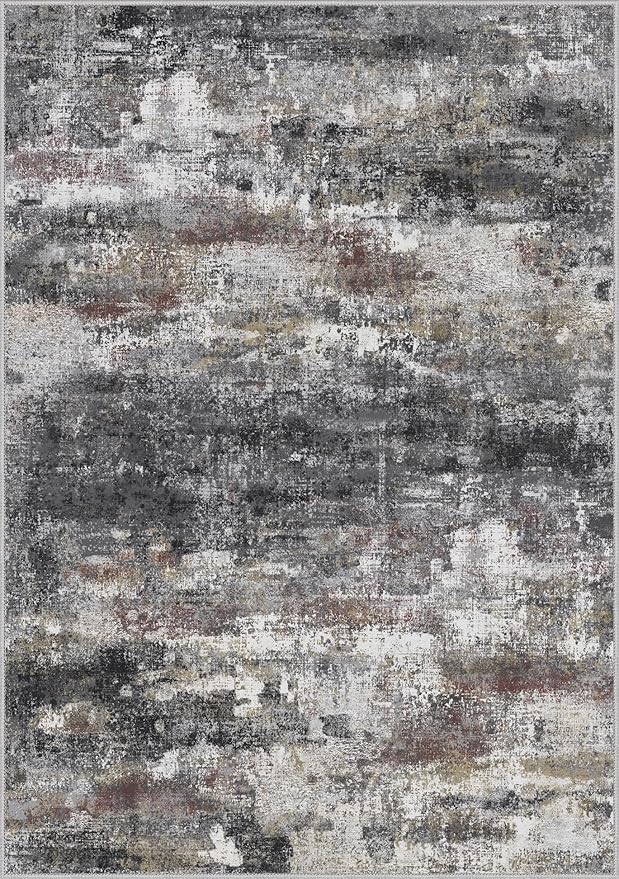 BEIMO Area Rugs 10x14 for Living Room Bedroom, Modern Abstract Machine Washable Large Dark Gray Rug, Soft Low Pile Floor Carpet with Non Slip Backing for Dining Room