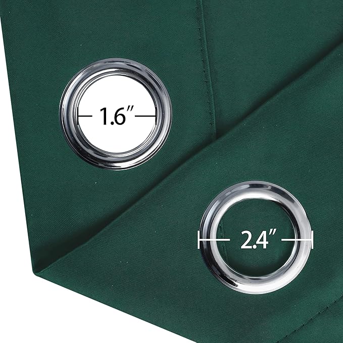 LEMOMO Dark Green Thermal Blackout Curtains/38 x 84 Inch/Set of 2 Panels Room Darkening Curtains for Bedroom