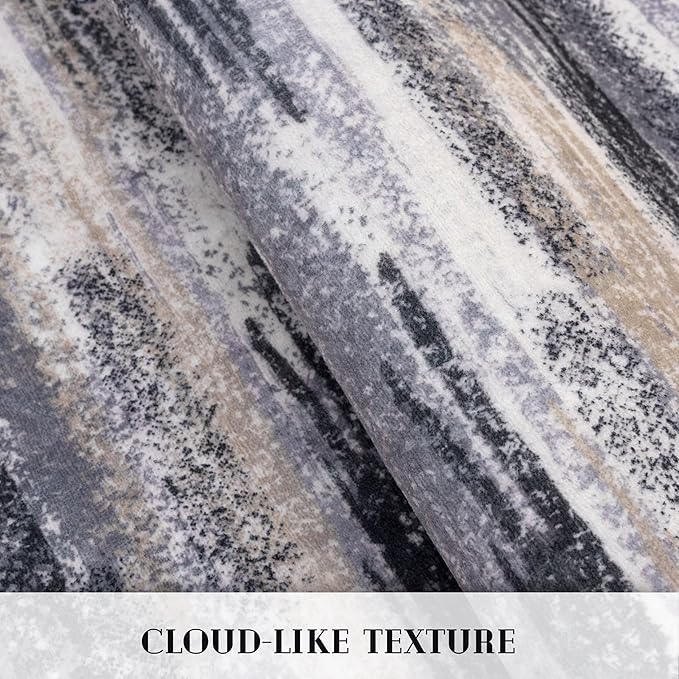 Lansny Modern Abstract Runner Rug 3x10, Grey Black Multi Washable Kitchen Runner Non-Slip Soft Hallway Rug Runner Thin Print Faux Wool Carpet for Entryway Bedroom Laundry Room Indoor Home Office Decor