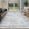 Soalmost 5x8 Area Rugs Grey Low Pile Indoor Washable Trendy Faded Style Rugs for Bedroom Living Room Dining Room Foldable Non-Slip Thin Print Home Office Mat