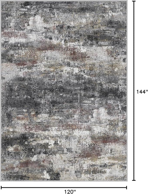 Area Rugs 10x12 for Living Room Bedroom, Modern Abstract Machine Washable Large Dark Gray Rug, Soft Low Pile Floor Carpet with Non Slip Backing for Dining Room