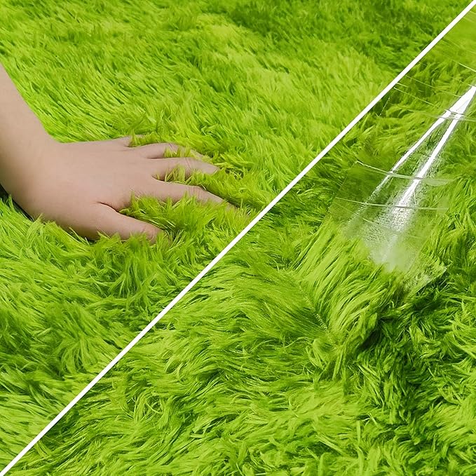 Tie-Dyed Runner Rug for Bedroom Green 2x6ft Fluffy Area Rug Bedside Runner Rug for Kids Room Boys Teens Nursery Baby Living Room Dorm Home Decor Carpets