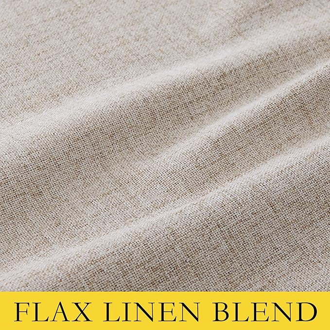 NICETOWN Farmhouse Style Keep Warm Large Window Draperies 108 inches Length with Thermal Insulated Liners, 2 Panels, 52" W, Full Blackout Oatmeal Linen Curtains for Sliding Glass Door