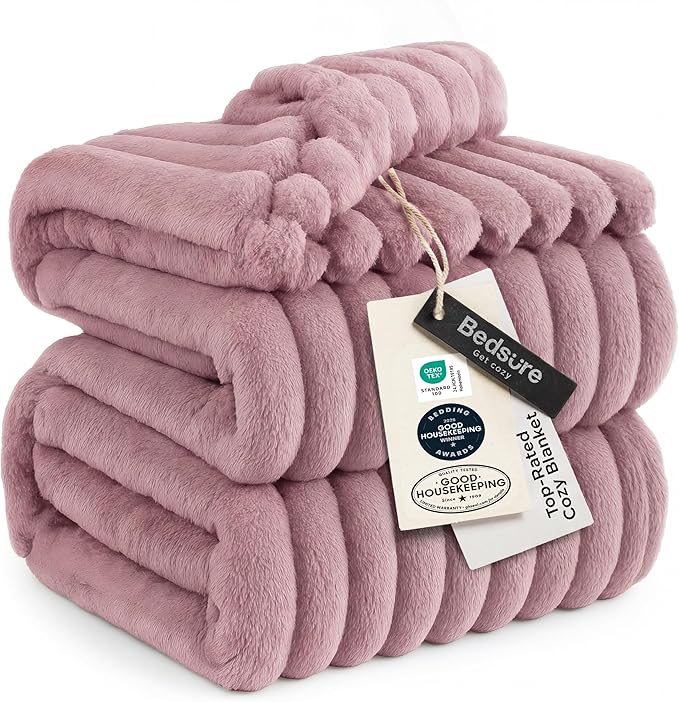 Bedsure GentleSoft Pink California King Size Blanket for Couch - Cozy Soft Blankets for Women, Cute Small Fleece Throws for Girls, Birthday Gifts for Women, 102x96 Inches