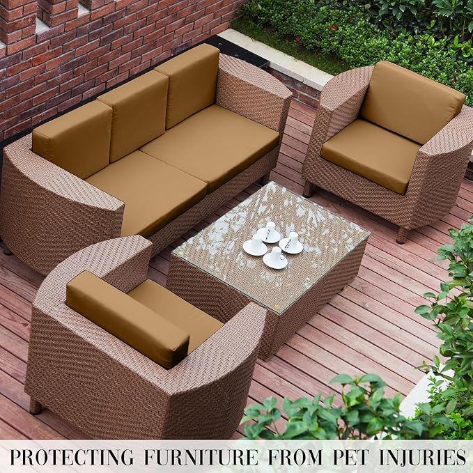 Outdoor Cushion Covers Set,8PCS Patio Furniture Couch Seat Slipcovers, Replacement for Sofa Sectional Chair(Cover，Only)