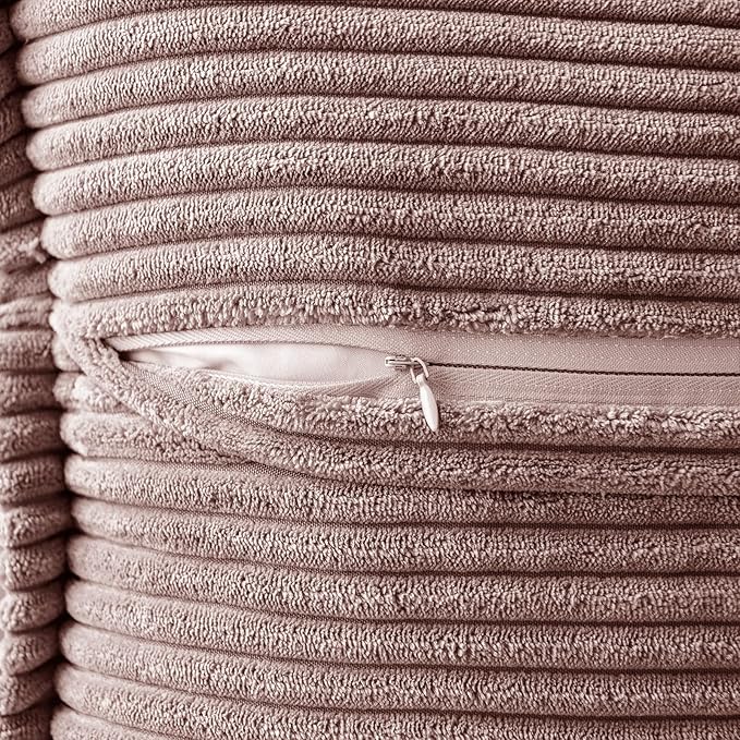 MIULEE Spring Decorative Throw Pillow Covers for Couch Bed Livingroom 20x20 Inch Set of 2 Blush Pink Boho Accent Throw Pllows Broadside Striped Patchwork Soft Corduroy Pillowcases Valentine Decor