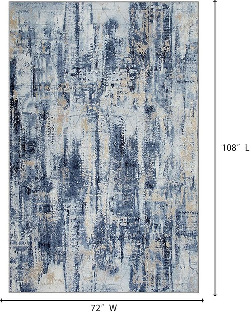 6x9 Area Rugs Washable Rug: Large Modern Abstract Living Room Rug Soft Anti-Skid Thin Carpet Indoor Floor Non-Shedding Carpets for Bedroom Dining Room Farmhouse Nursery Home Office Blue Gold