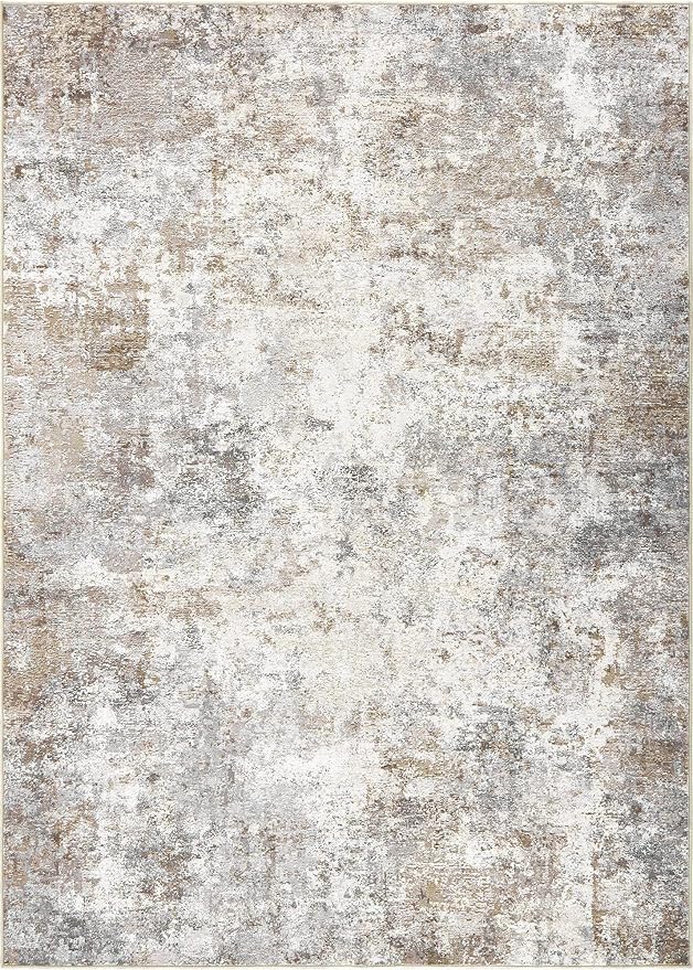 UERMEI 3x5 Area Rug Living Room Rugs - Washable Neutral Modern Abstract Soft Thin Rug Indoor Floor No Slip Rug Carpet for Bedroom Under Dining Table Home Office Decor - Brown Grey