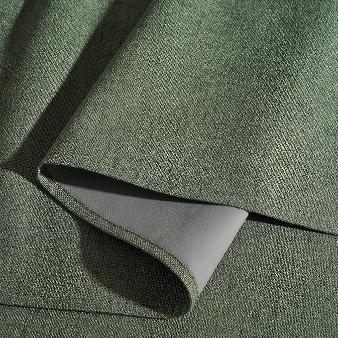 RYB HOME Olive Green 100% Blackout Linen Curtains 108 inches Long, Luxury Thermal Insulated Room Darkening Drapes for Living Room/Bedroom/Sliding Doors, Back Tab&Rod Pocket, W52xL108, 2 Panels